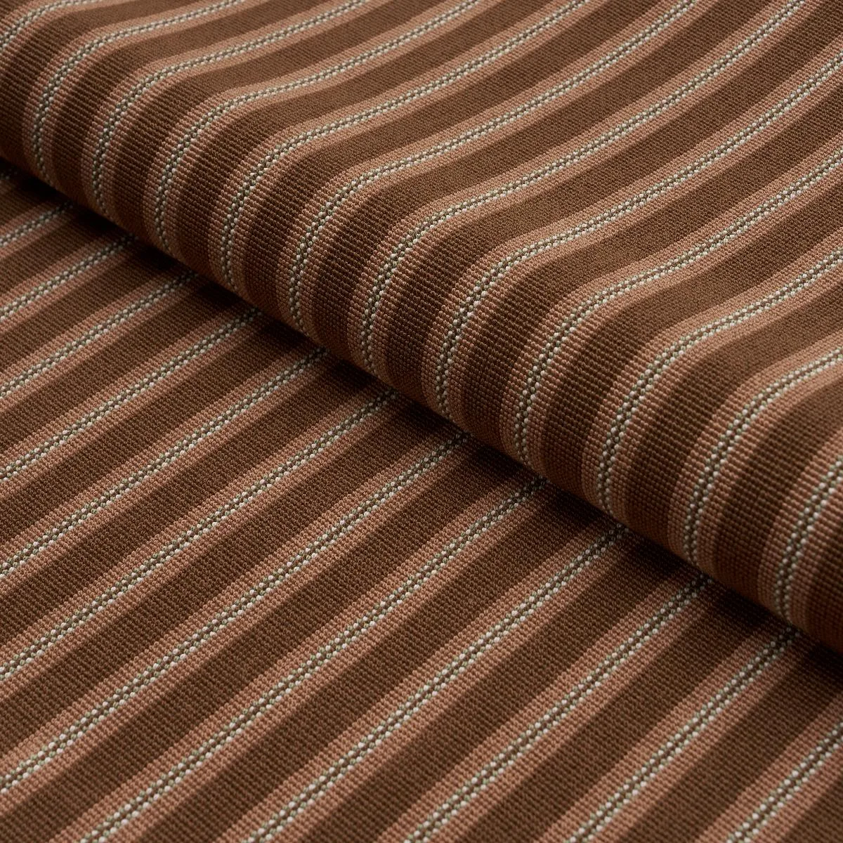 Schumacher 82183 Benson Stripe éPinglé Chestnut Rose fabric swatch