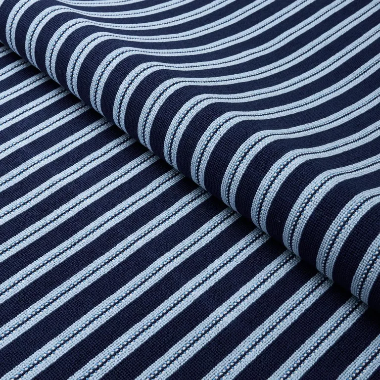 Schumacher 82180 Benson Stripe éPinglé Navy fabric swatch