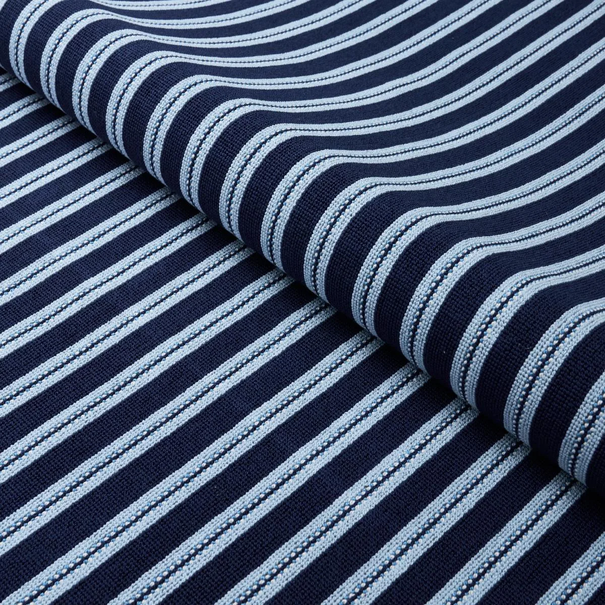 Schumacher 82180 Benson Stripe éPinglé Navy fabric swatch