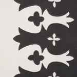 Schumacher 74181 Bergama Appliqué Carbon & Ivory fabric swatch