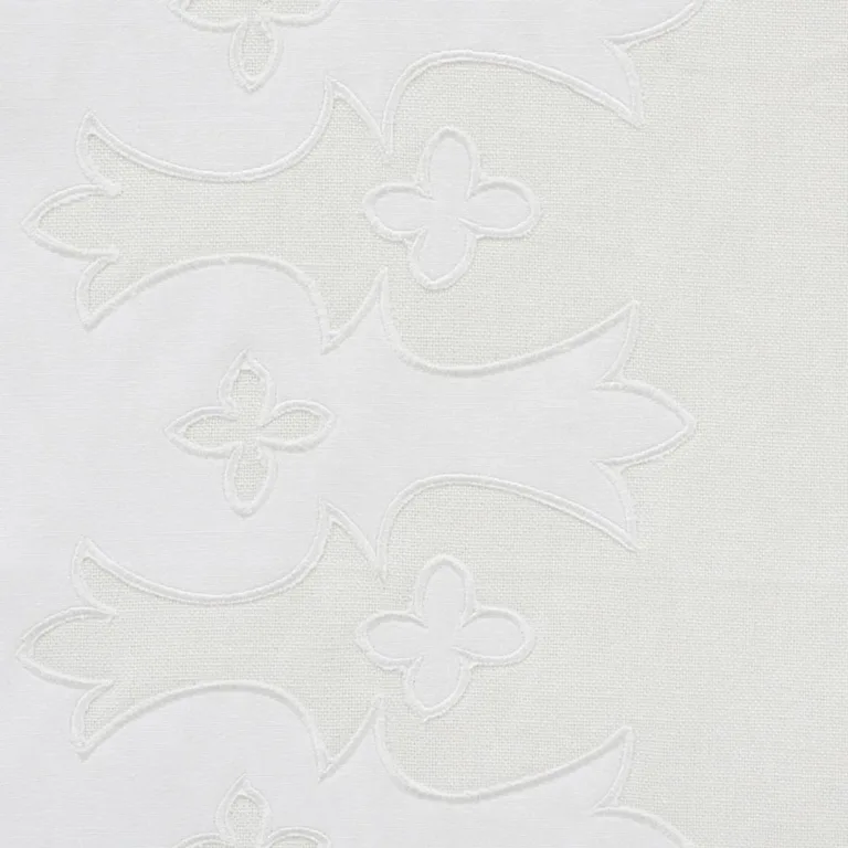 Schumacher 74180 Bergama Appliqué White & Ivory fabric swatch
