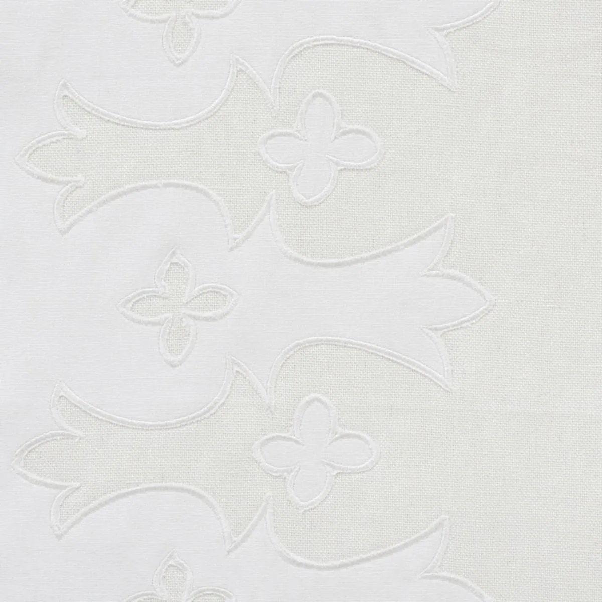 Schumacher 74180 Bergama Appliqué White & Ivory fabric swatch