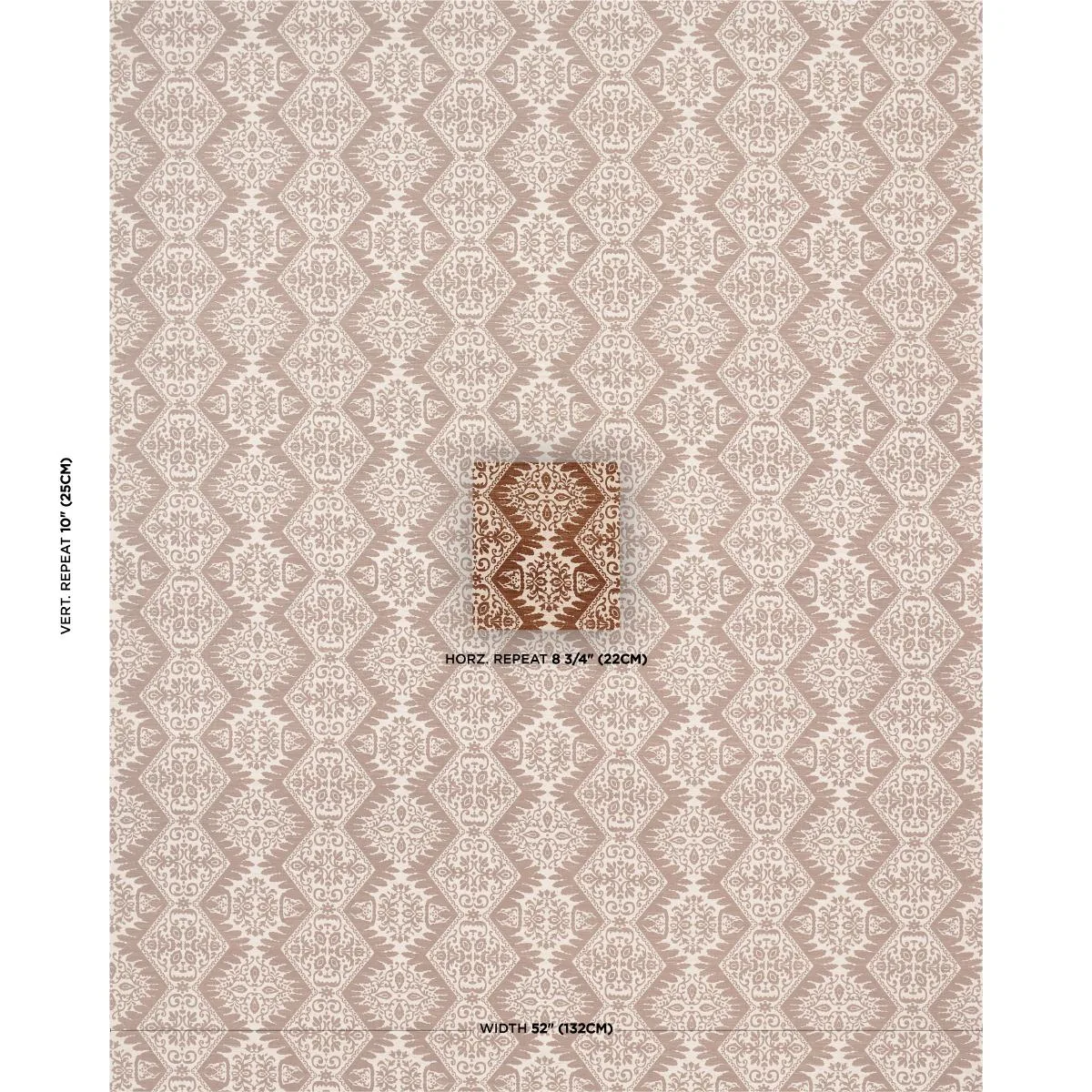 Schumacher 182700 Berkeley Hand Printed Silk Chestnut fabric swatch