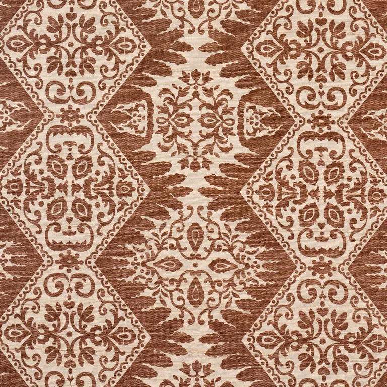 Schumacher 182700 Berkeley Hand Printed Silk Chestnut fabric swatch