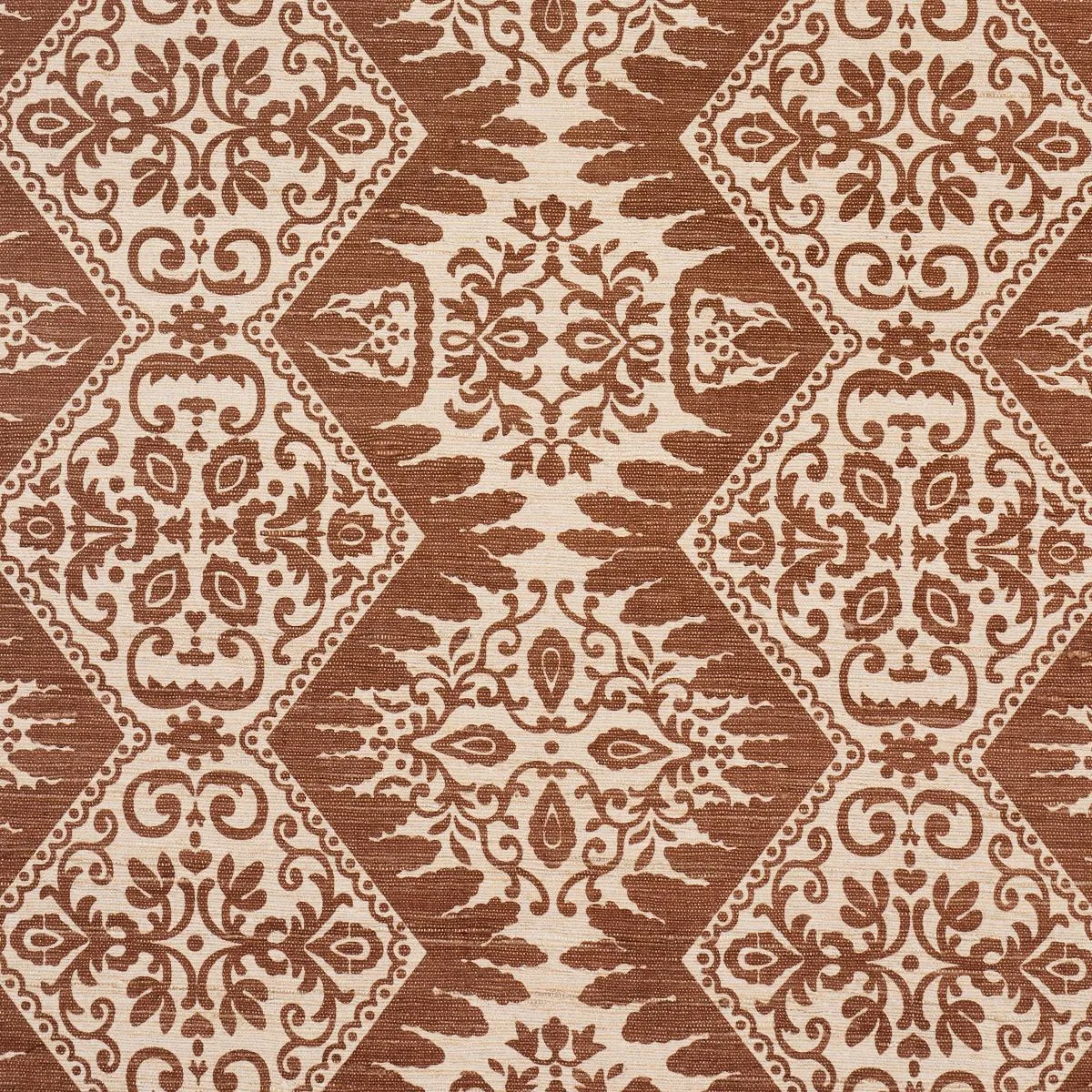 Schumacher 182700 Berkeley Hand Printed Silk Chestnut fabric swatch