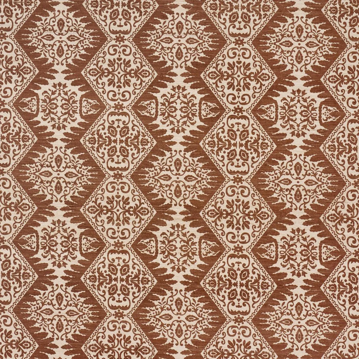 Schumacher 182700 Berkeley Hand Printed Silk Chestnut fabric swatch