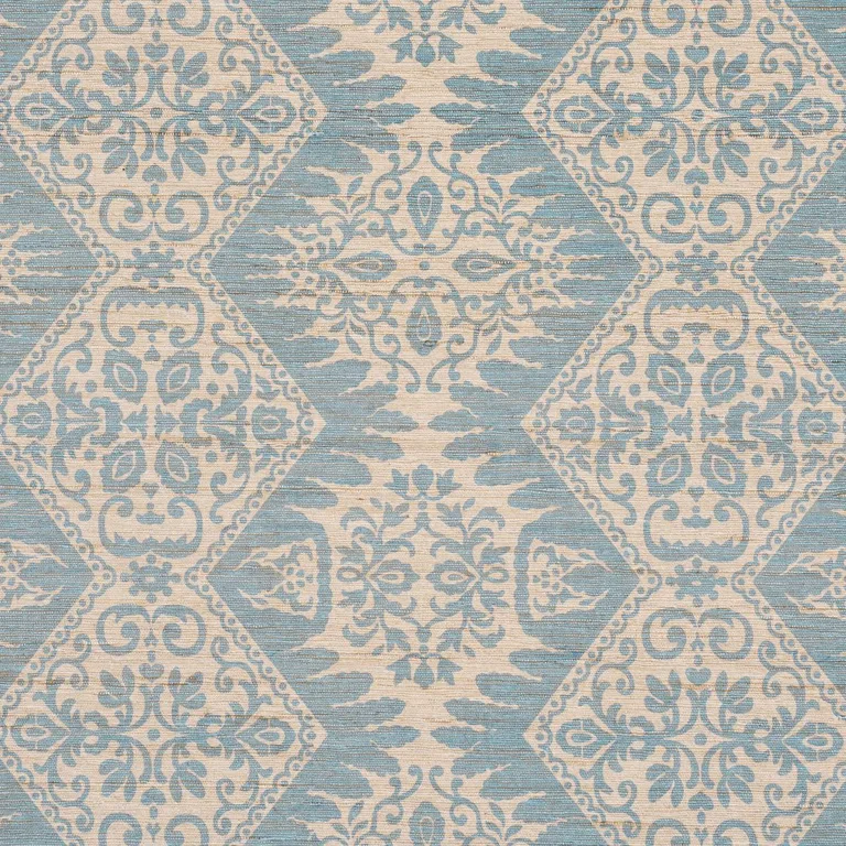 Schumacher 182701 Berkeley Hand Printed Silk Cornflower fabric swatch