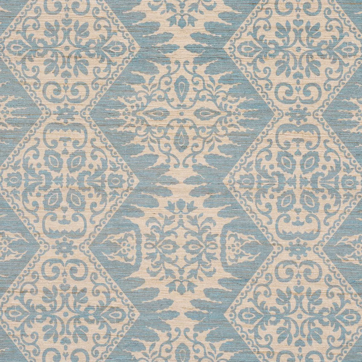 Schumacher 182701 Berkeley Hand Printed Silk Cornflower fabric swatch