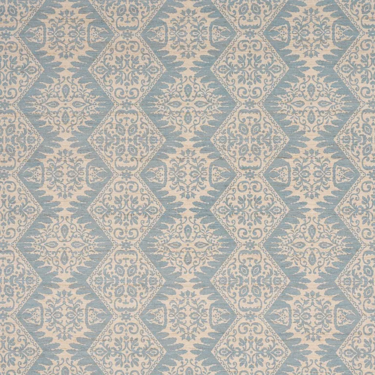 Schumacher 182701 Berkeley Hand Printed Silk Cornflower fabric swatch