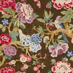 Schumacher 175870 Bermuda Blossoms Cocoa fabric swatch