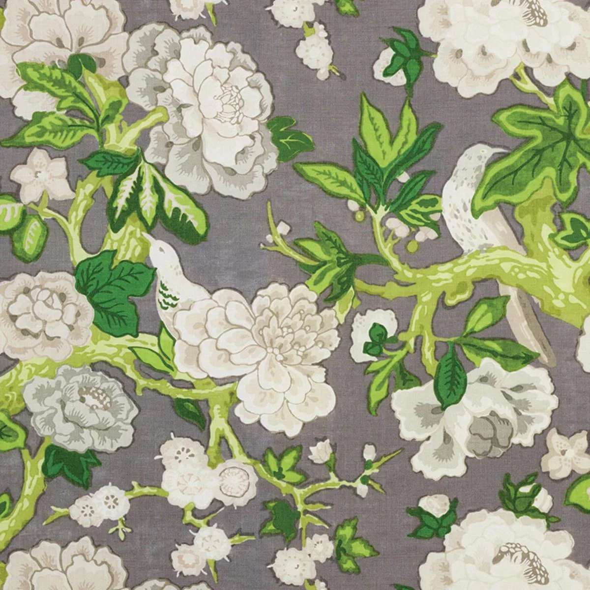 Schumacher 175872 Bermuda Blossoms Slate fabric swatch