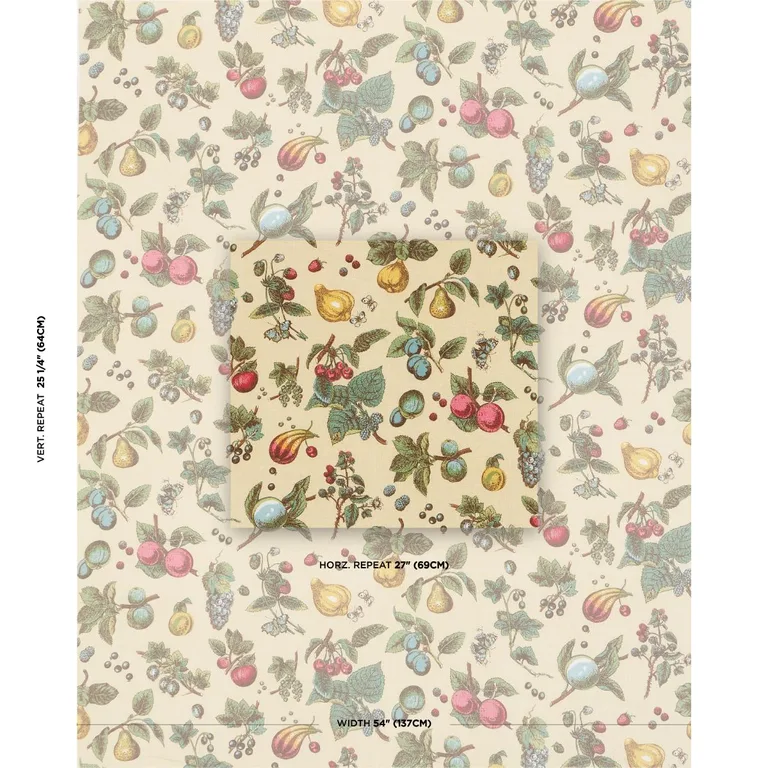 Schumacher 181892 Berry Grove Butter fabric swatch