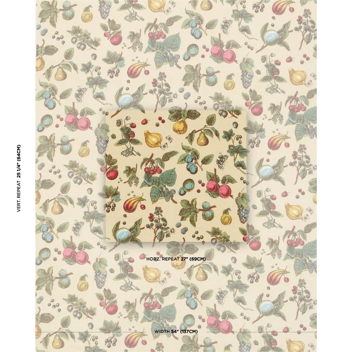 Schumacher 181892 Berry Grove Butter fabric swatch