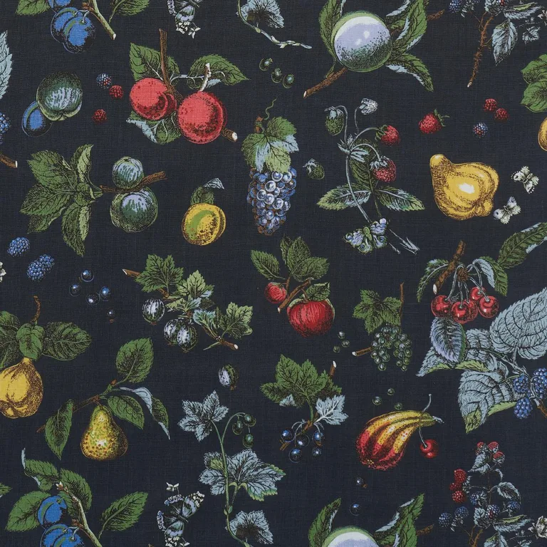 Schumacher 181890 Berry Grove Noir fabric swatch