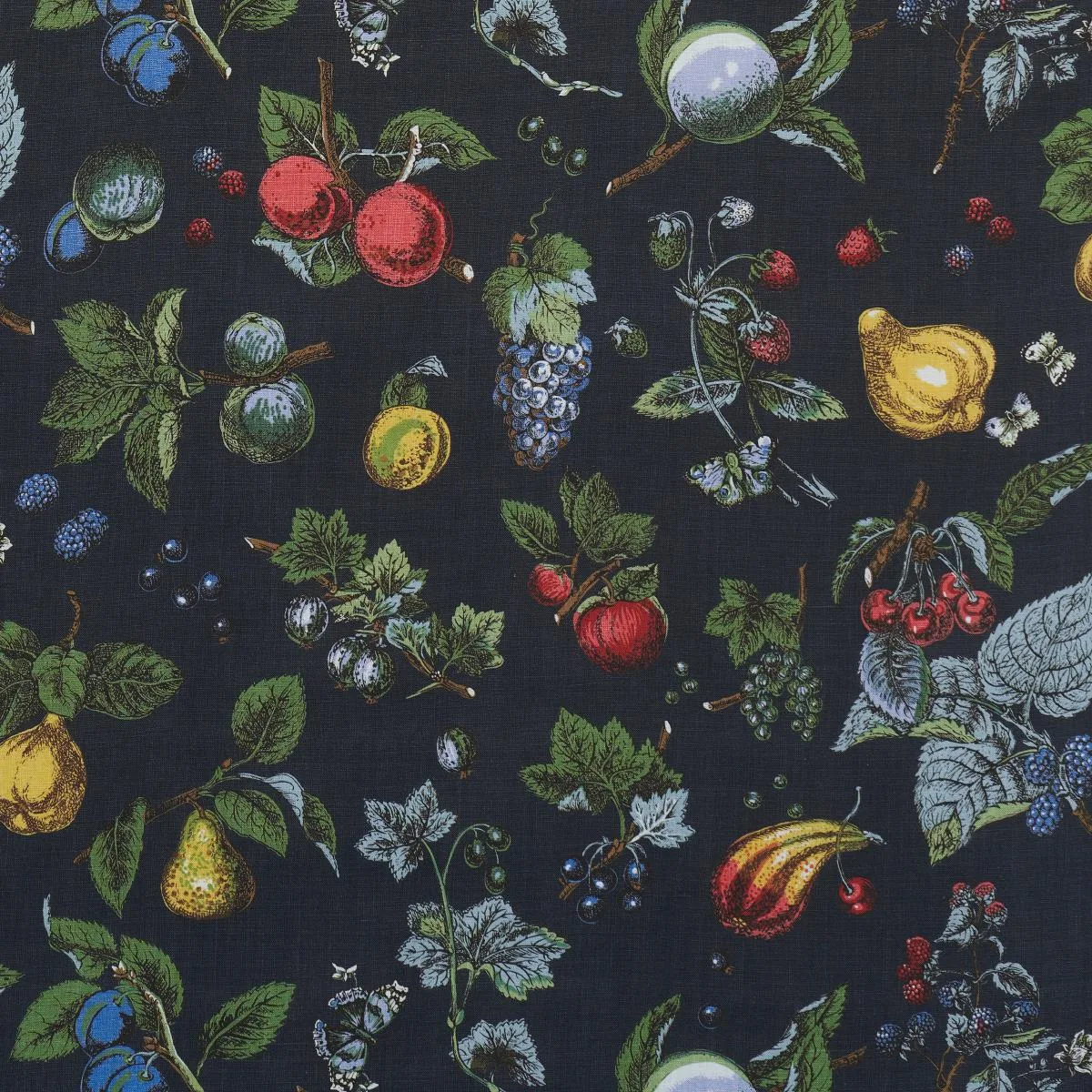 Schumacher 181890 Berry Grove Noir fabric swatch