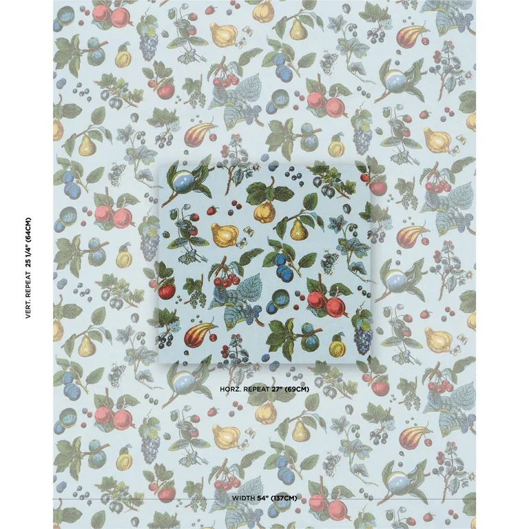 Schumacher 181891 Berry Grove Sky fabric swatch