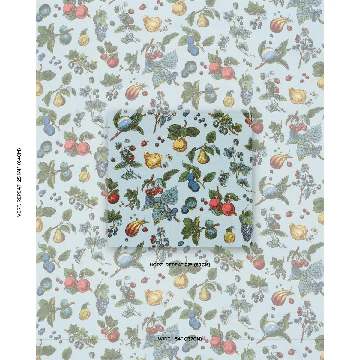Schumacher 181891 Berry Grove Sky fabric swatch