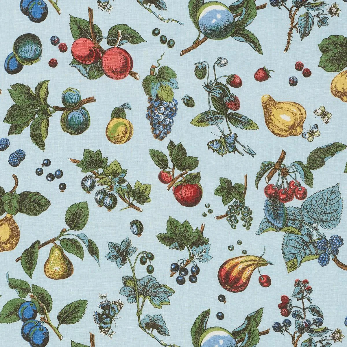 Schumacher 181891 Berry Grove Sky fabric swatch