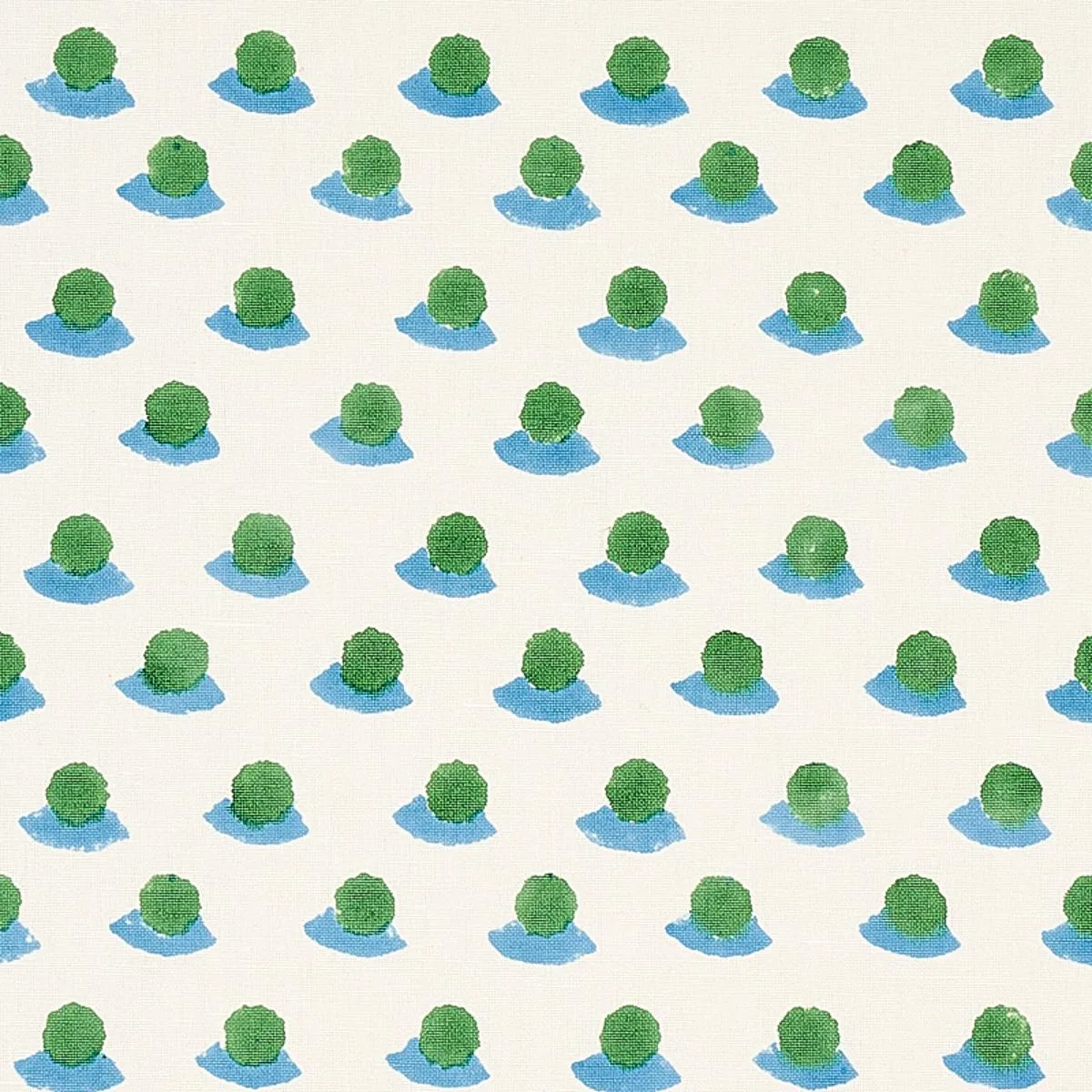 Schumacher 179732 Berry Hand Block Print Grass & Sky fabric swatch