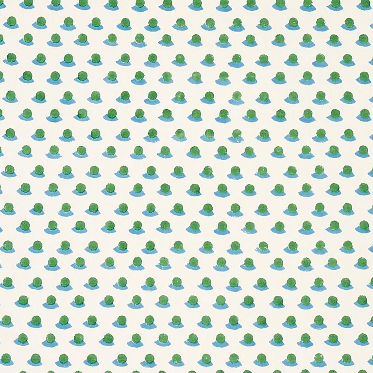 Schumacher 179732 Berry Hand Block Print Grass & Sky fabric swatch