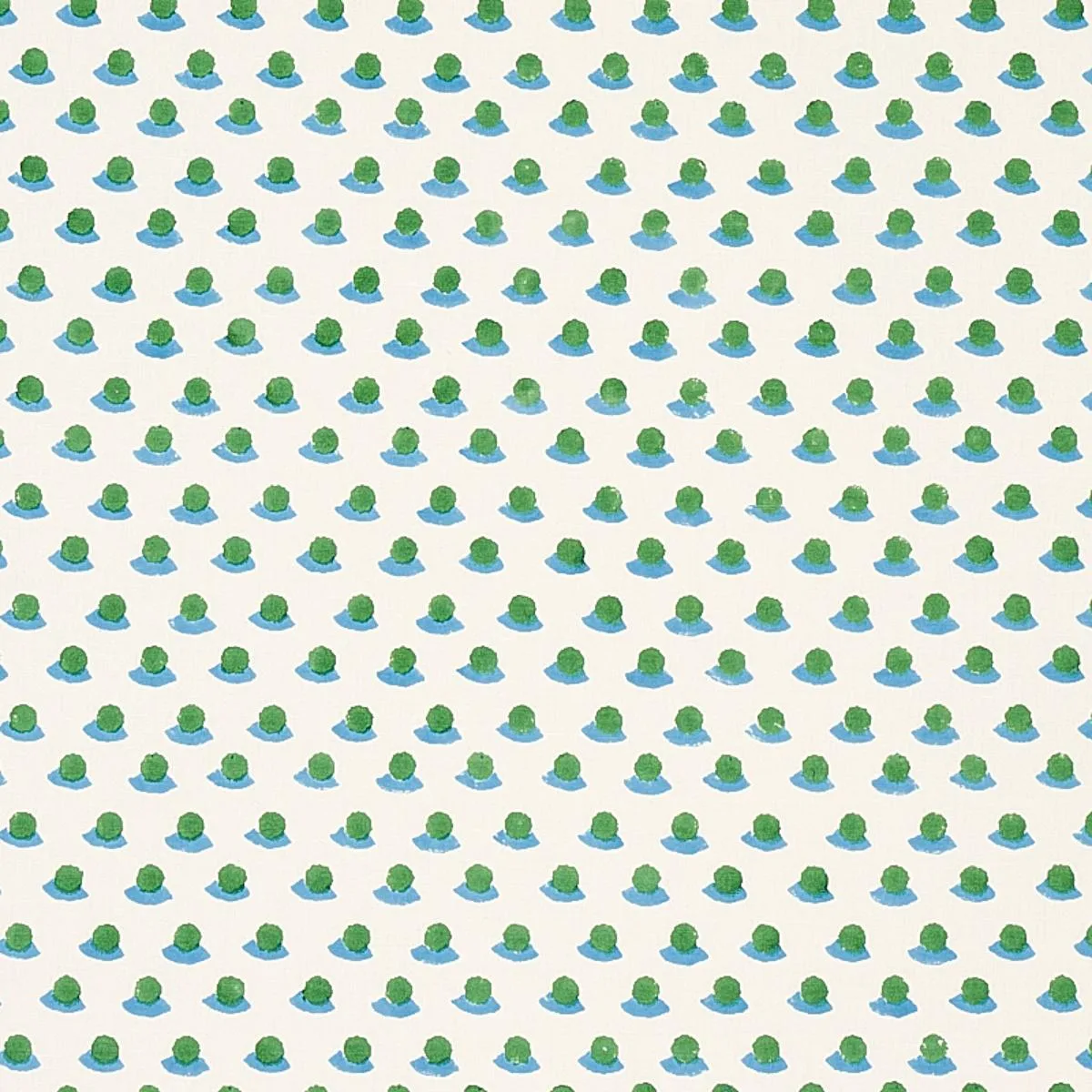 Schumacher 179732 Berry Hand Block Print Grass & Sky fabric swatch