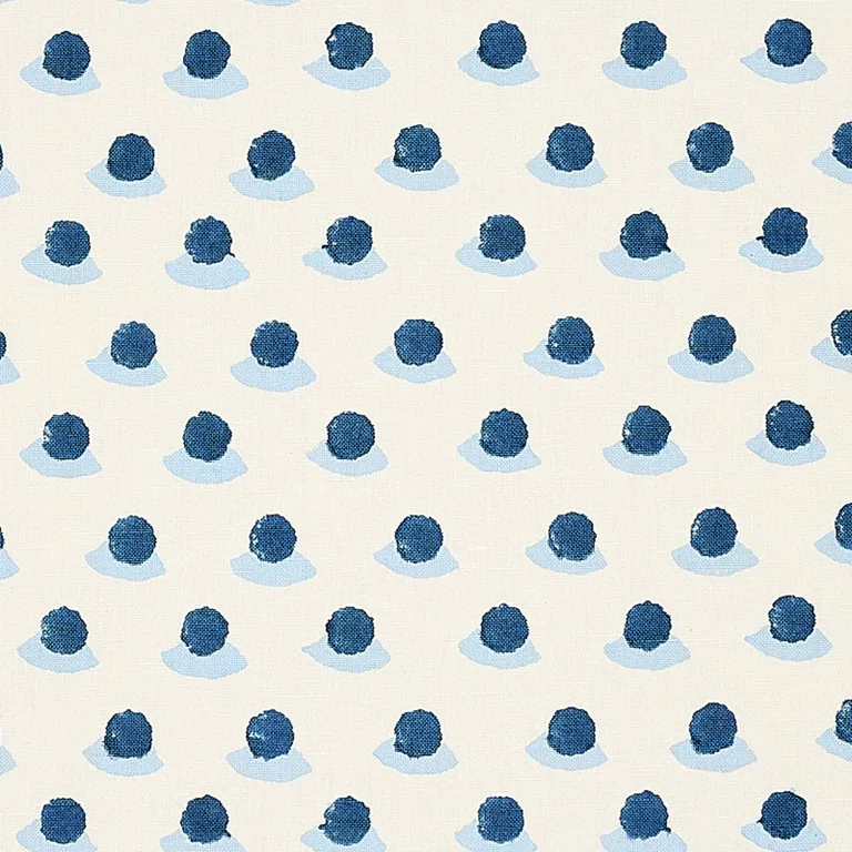 Schumacher 179731 Berry Hand Block Print Indigo & Sky fabric swatch
