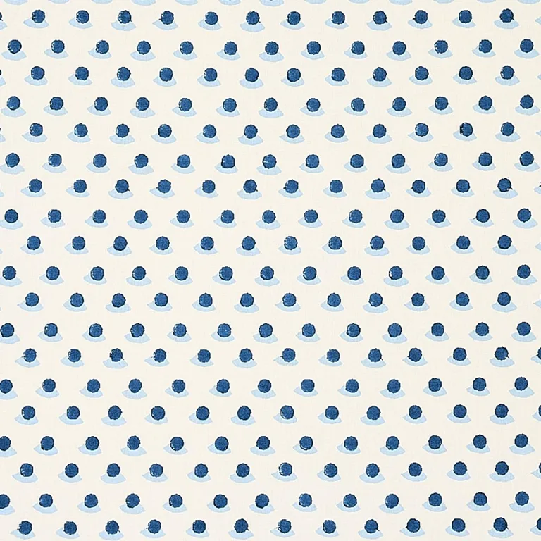 Schumacher 179731 Berry Hand Block Print Indigo & Sky fabric swatch