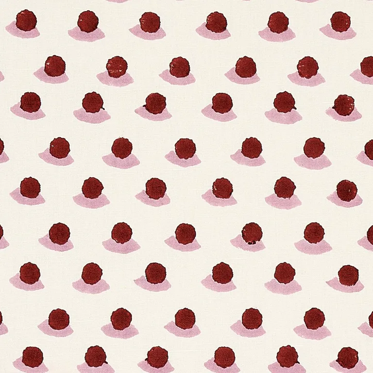 Schumacher 179730 Berry Hand Block Print Iron & Rose fabric swatch