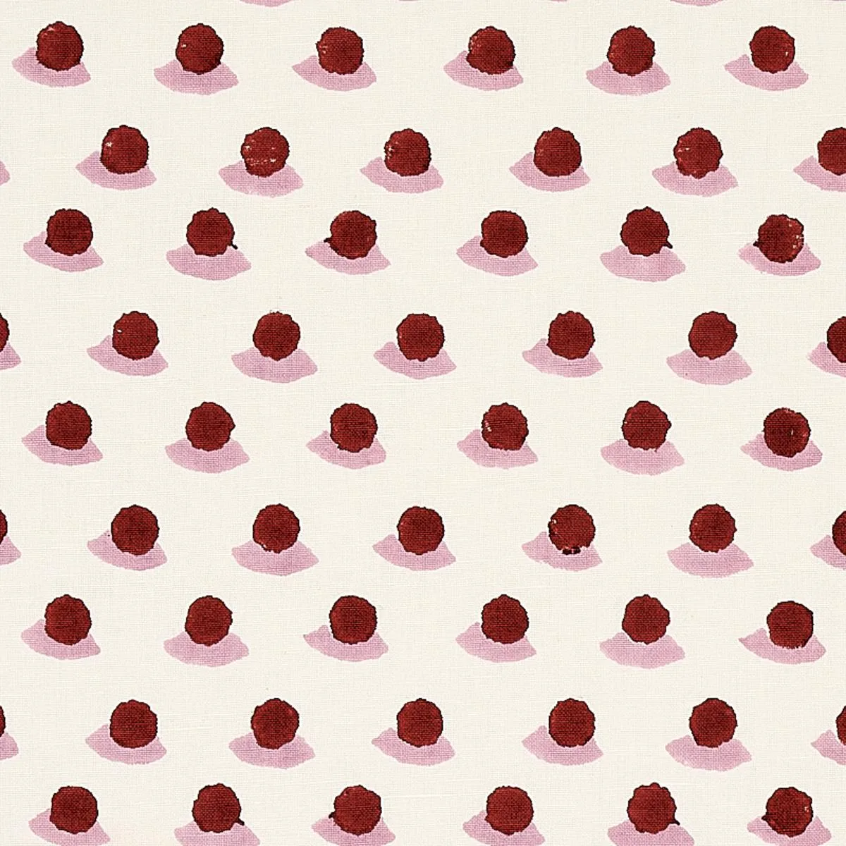 Schumacher 179730 Berry Hand Block Print Iron & Rose fabric swatch
