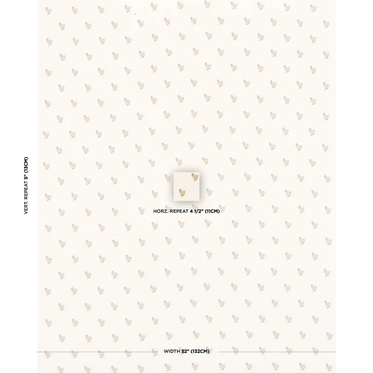 Schumacher 85951 Betsy's Chicken Embroidery Ivory fabric swatch