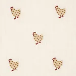 Schumacher 85951 Betsy's Chicken Embroidery Ivory fabric swatch