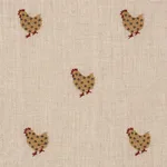 Schumacher 85950 Betsy's Chicken Embroidery Natural fabric swatch
