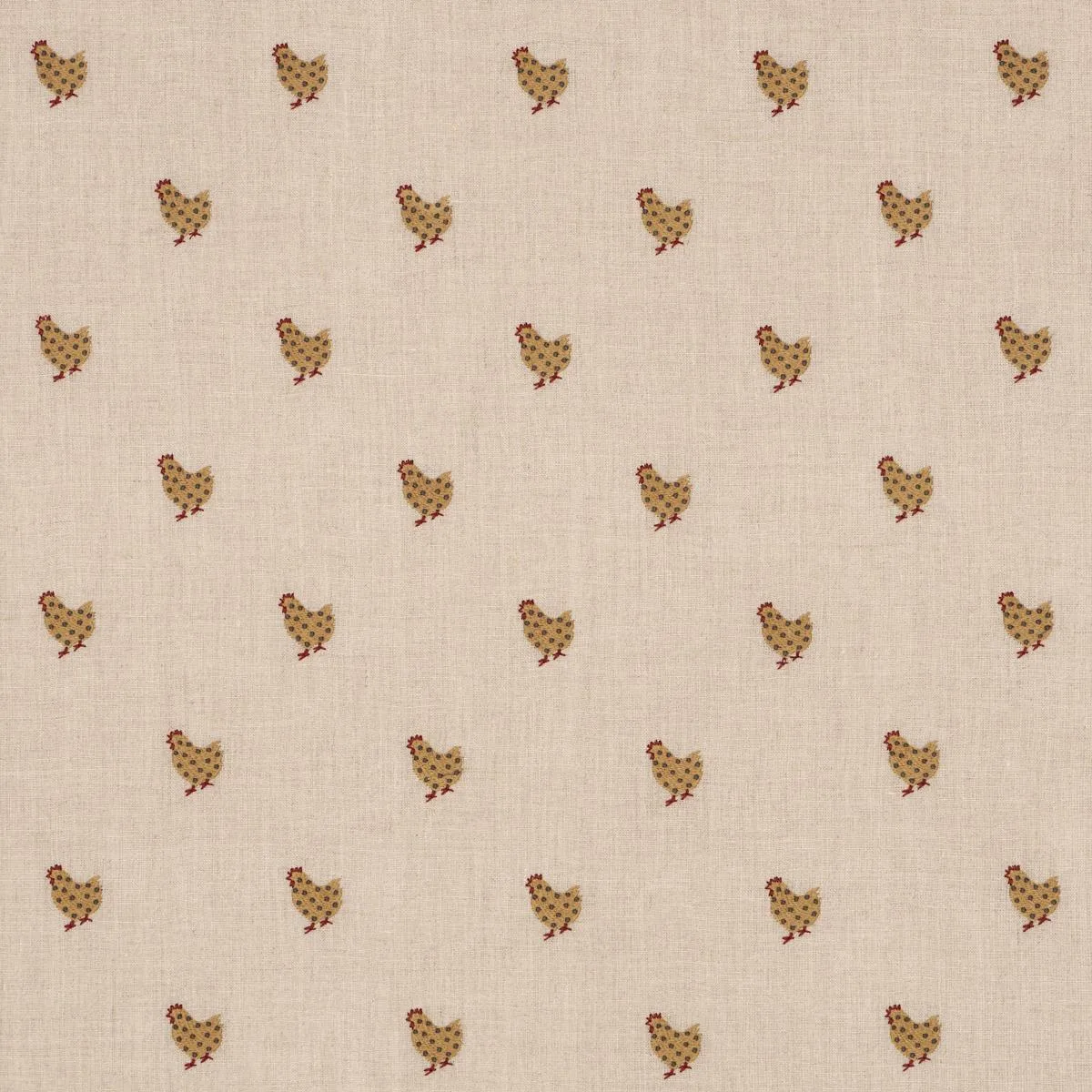 Schumacher 85950 Betsy's Chicken Embroidery Natural fabric swatch