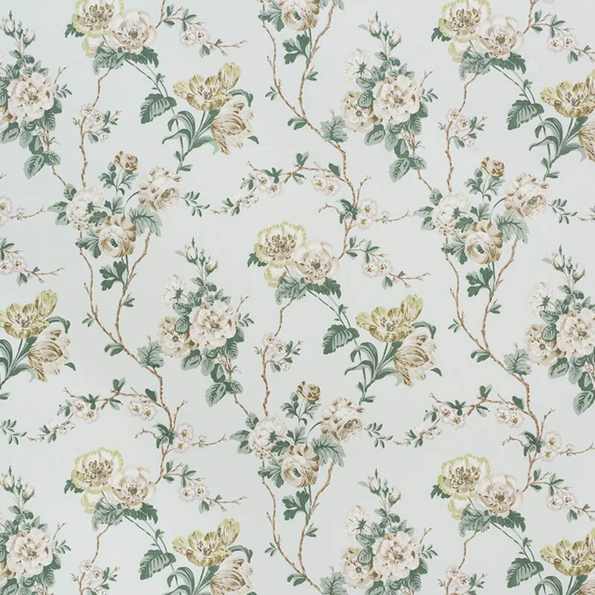Schumacher 178402 Betty Chintz Celadon fabric swatch