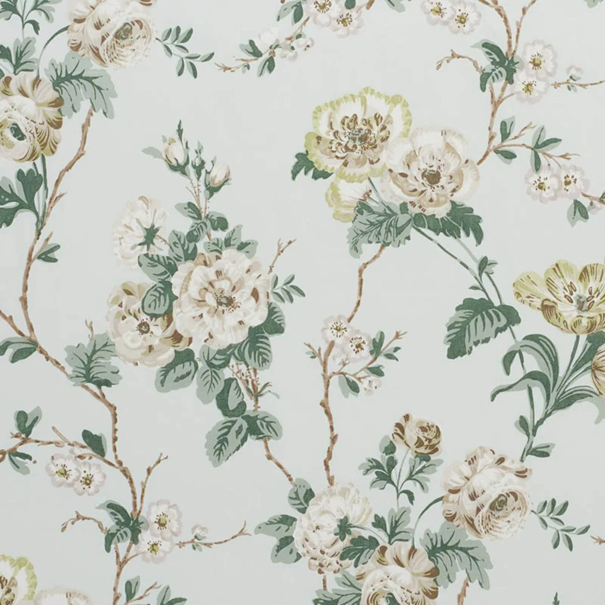 Schumacher 178402 Betty Chintz Celadon fabric swatch