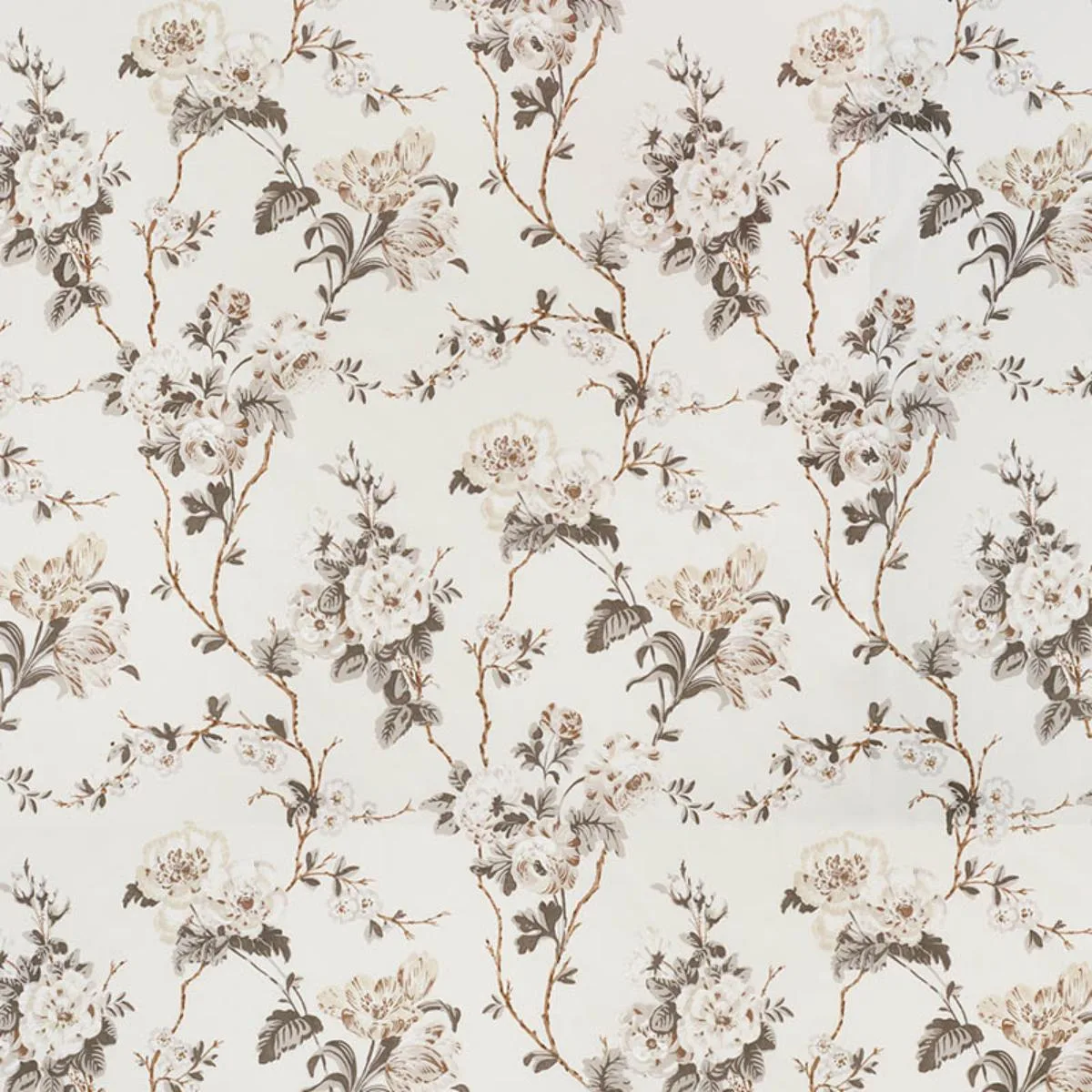 Schumacher 178401 Betty Chintz Charcoal fabric swatch