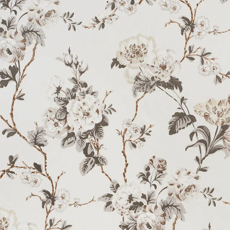 Schumacher 178401 Betty Chintz Charcoal fabric swatch