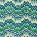 Schumacher 78791 Bezique Flamestitch Velvet Blue & Green fabric swatch