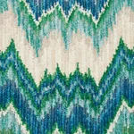 Schumacher 78791 Bezique Flamestitch Velvet Blue & Green fabric swatch