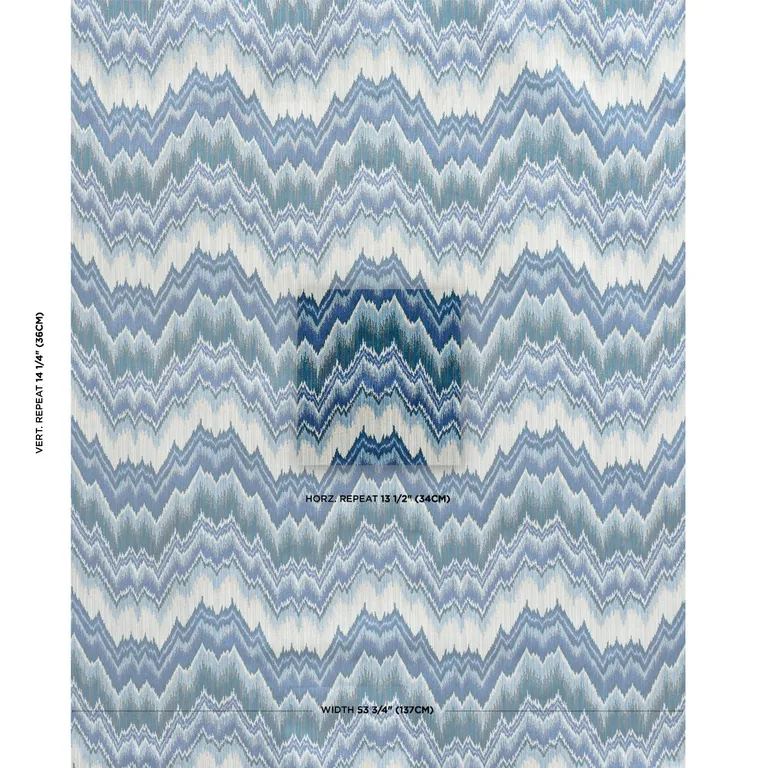 Schumacher 78792 Bezique Flamestitch Velvet Lapis fabric swatch