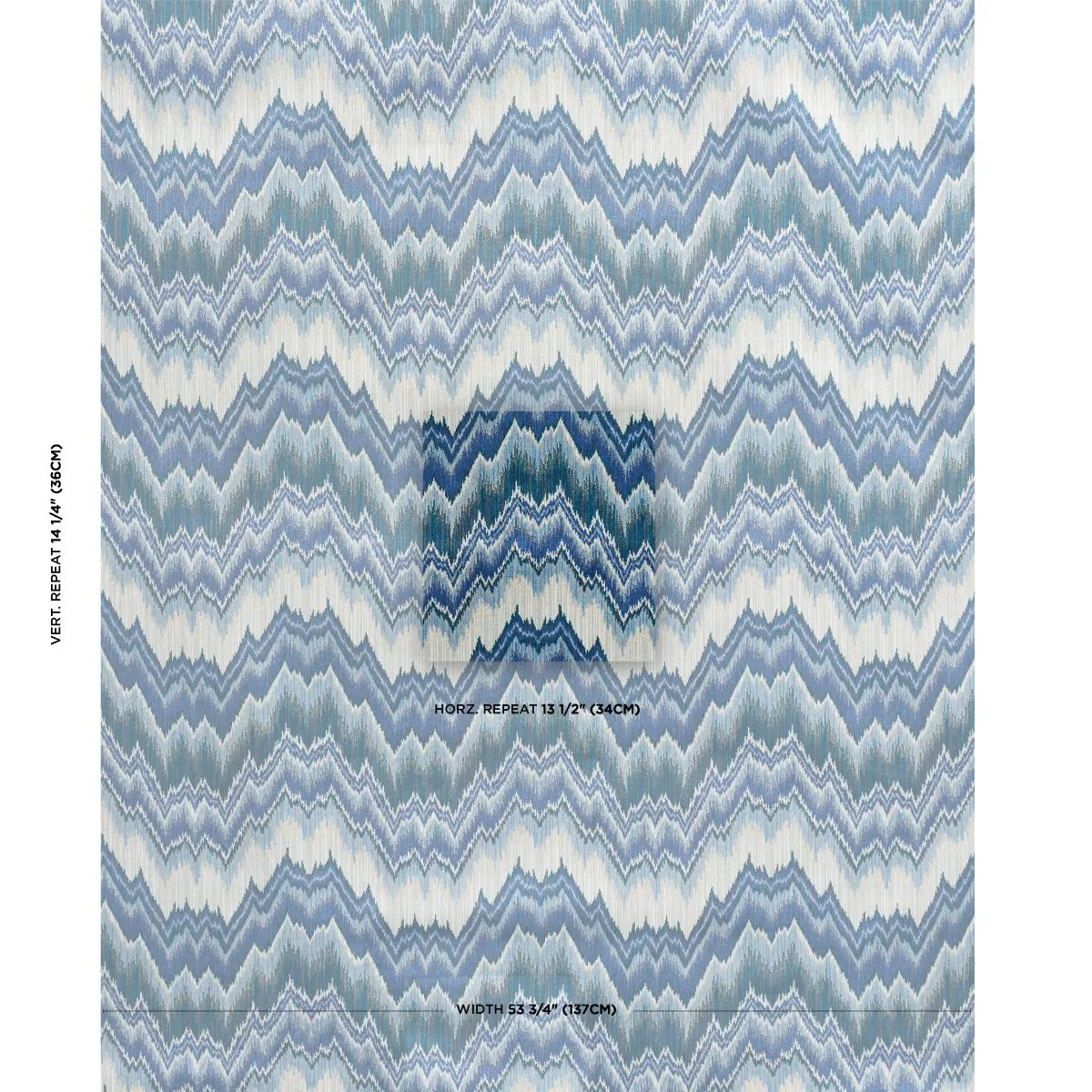 Schumacher 78792 Bezique Flamestitch Velvet Lapis fabric swatch