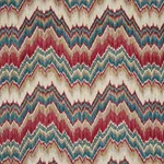 Schumacher 78790 Bezique Flamestitch Velvet Red & Peacock fabric swatch