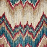 Schumacher 78790 Bezique Flamestitch Velvet Red & Peacock fabric swatch
