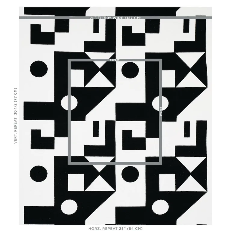 Schumacher 75690 Binary Embroidery Black fabric swatch