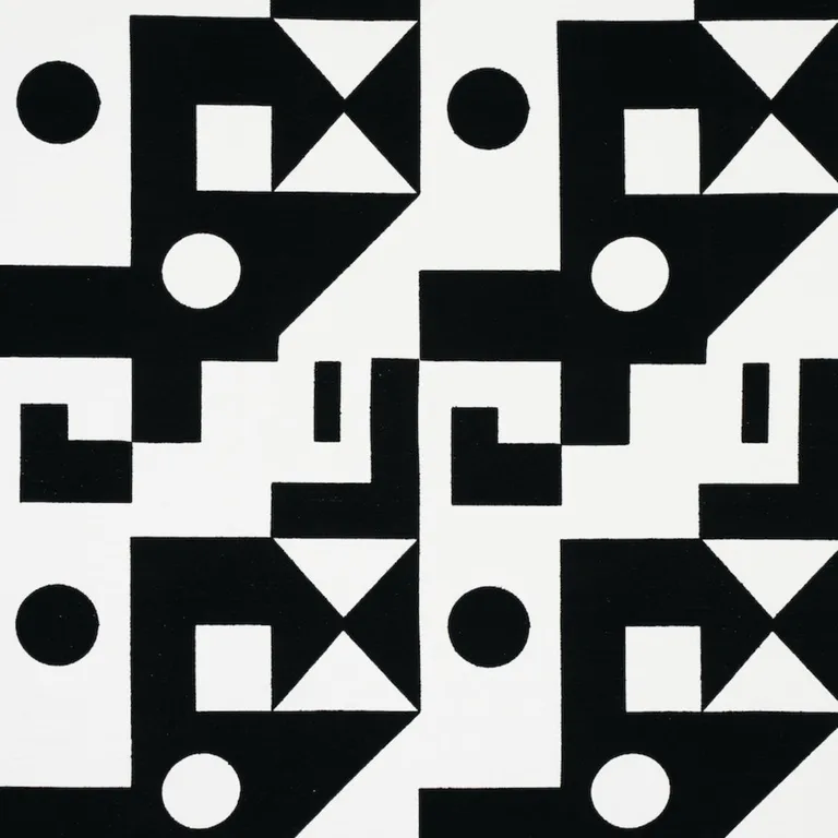 Schumacher 75690 Binary Embroidery Black fabric swatch