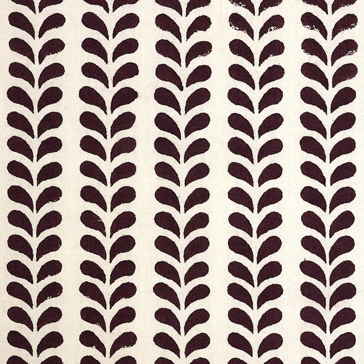 Schumacher 179272 Bindi Hand Block Print Aubergine fabric swatch