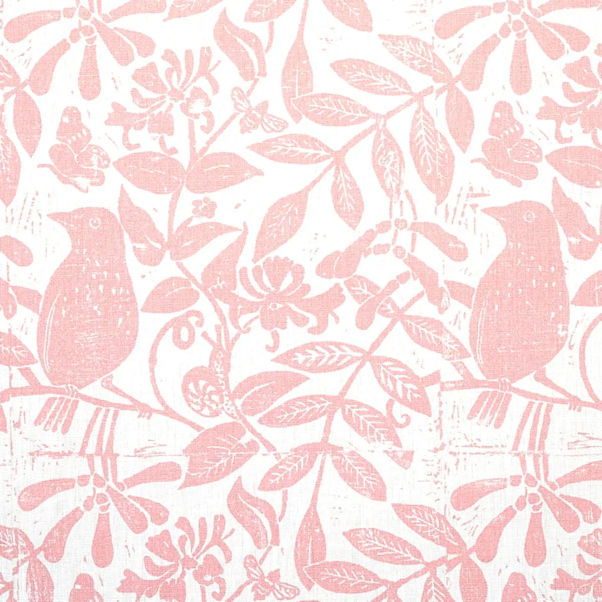Schumacher 179210 Bird & Bee Pink fabric swatch