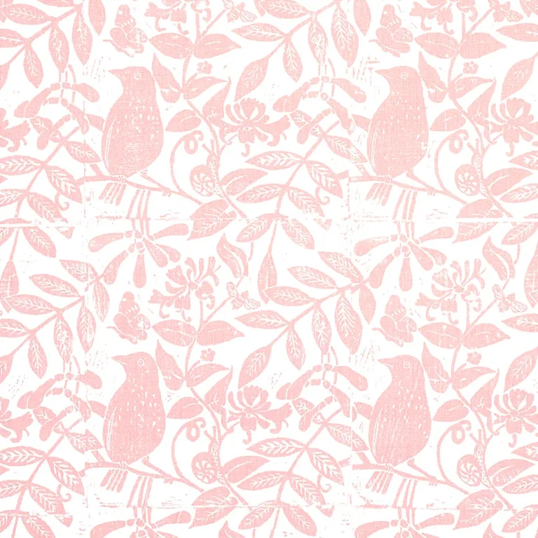 Schumacher 179210 Bird & Bee Pink fabric swatch