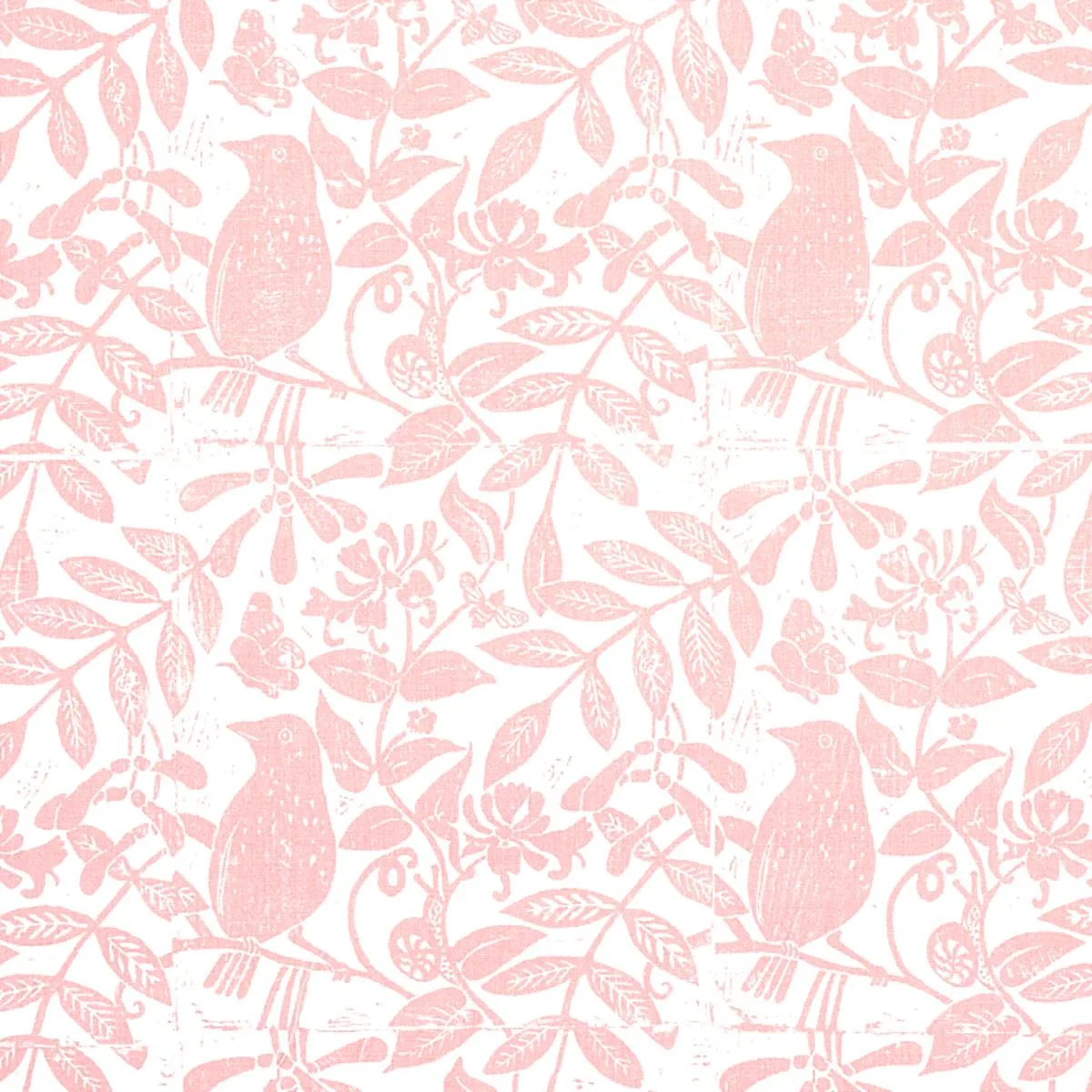 Schumacher 179210 Bird & Bee Pink fabric swatch