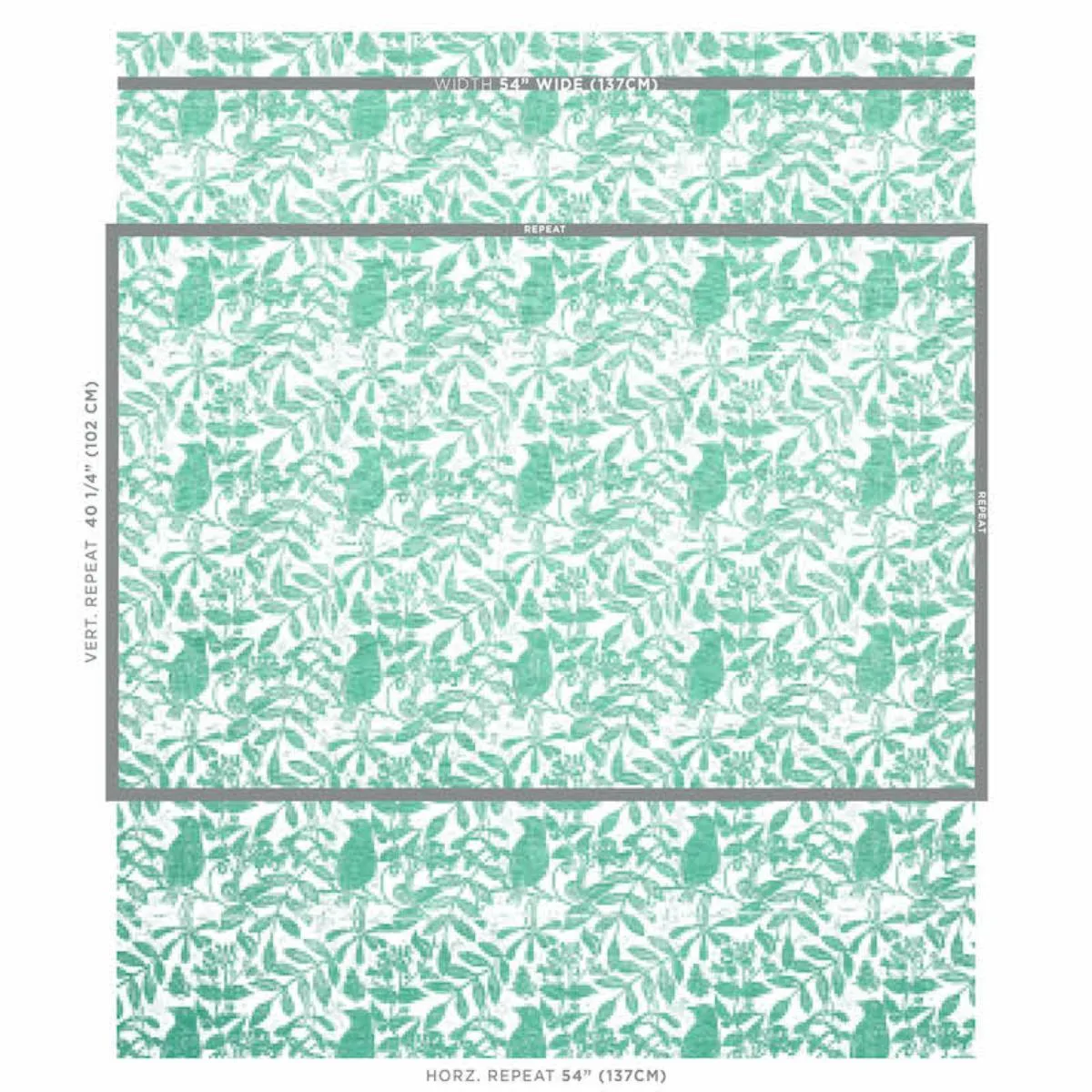 Schumacher 179211 Bird & Bee Sea Glass fabric swatch